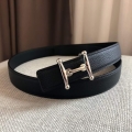 Hermes Women’s Leather H Buckle Belt 24MM 19026 Black