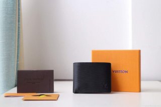 Louis Vuitton Multiple Wallet LV M30295 taiga Black