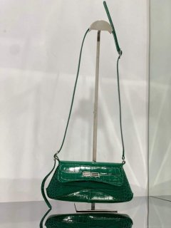 Balenciaga 695645 Women’s XX Small Flap Bag Crocodile Embossed In Green