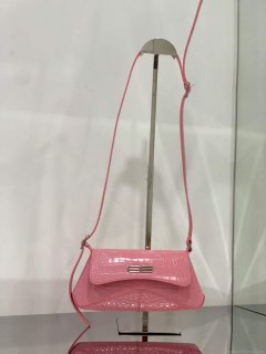 Balenciaga 695645 Women’s XX Small Flap Bag Crocodile Embossed In Pink