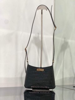 Balenciaga 695589 Women’s XX Small Hobo Bag Crocodile Embossed Black