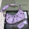 Balenciaga 67130723 Women’s Le Cagole Small Shoulder Bag Crocodile Embossed In Purple