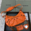 Balenciaga 67130723 Women’s Le Cagole Small Shoulder Bag Arena lambskin In Orange