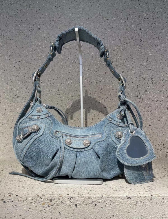 Balenciaga 67130723 Women’s Le Cagole Small Shoulder Bag Denim Blue