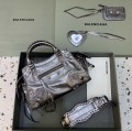 Balenciaga 700940210B Neo Cagole City Handbag in Sliver Grey Arena Lambskin