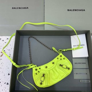 Balenciaga 6940271VG9 Le Cagole Mini Multipouch in Lemon Yellow Arena lambskin