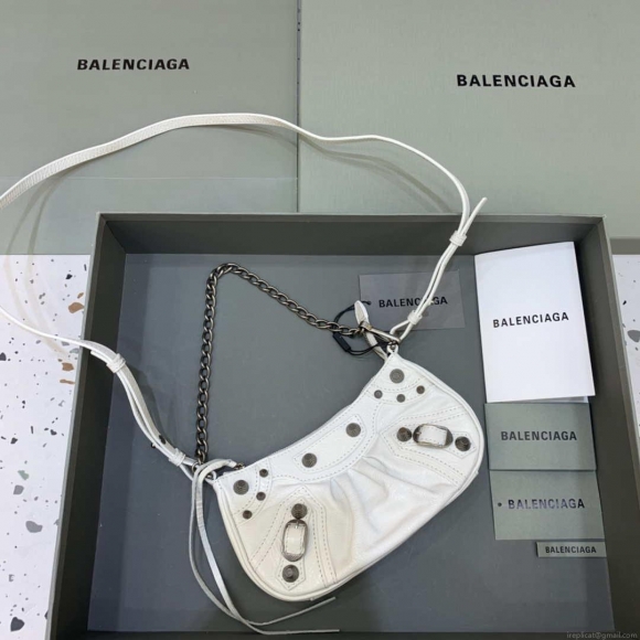 Balenciaga 6940271VG9 Le Cagole Mini Multipouch in White Arena lambskin