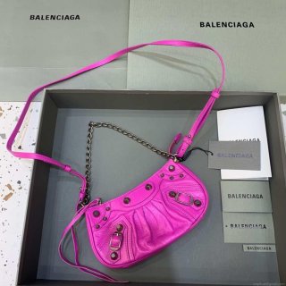 Balenciaga 6940271VG9 Le Cagole Mini Multipouch in Sky Pink Arena lambskin