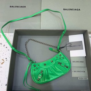 Balenciaga 6940271VG9 Le Cagole Mini Multipouch in Green Arena lambskin