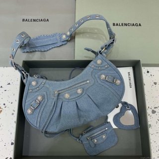 Balenciaga 67130723 Le Cagole Small Shoulder Bag in Denim Blue