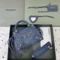 Balenciaga 700451210B Neo Cagole City Handbag in Denim Blue