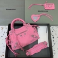 Balenciaga 700451210B Neo Cagole City Handbag in Denim Rose Red