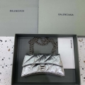 Balenciaga 716351210I Crush Small Chain Bag Quilted in silver metallized crushed calfskin aged-silver hardware