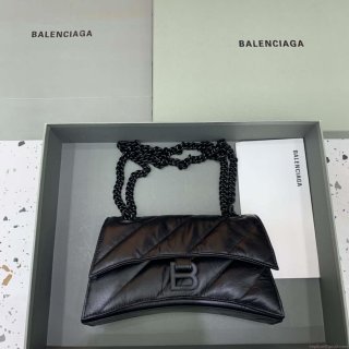 Balenciaga 716351210I Crush Small Chain Bag Quilted in Black metallized crushed calfskin black matte