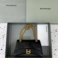 Balenciaga 716351210I Crush Small Chain Bag Quilted in Black metallized crushed calfskin Gold