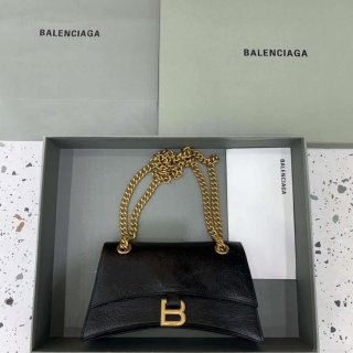 Balenciaga 716351210I Crush Small Chain Bag Quilted in Black metallized crushed calfskin Gold