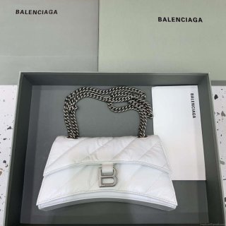 Balenciaga 716351210I Crush Small Chain Bag Quilted in White metallized crushed calfskin Silver