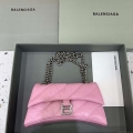 Balenciaga 716351210I Crush Small Chain Bag Quilted in Pink metallized crushed calfskin Silver