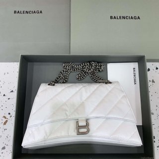 Balenciaga 716393210I Crush Medium Chain Bag in White crushed calfskin aged Silver