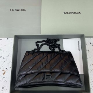 Balenciaga 716393210I Crush Medium Chain Bag in Black crushed calfskin aged Black Hardware