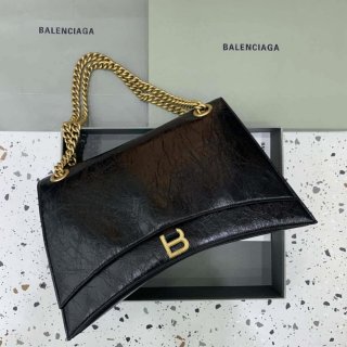 Balenciaga 716332210 Crush Large Chain Bag in Black crushed calfskin aged Gold