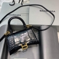 Balenciaga 592833 Hourglass XS Top Handle Bag Black Gold