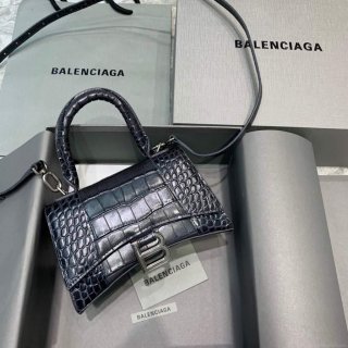 Balenciaga 592833 Hourglass XS Top Handle Bag Black Silver