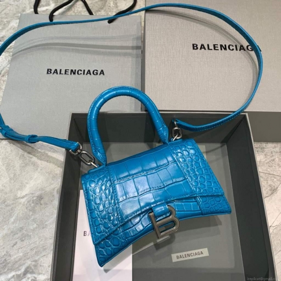 Balenciaga 592833 Hourglass XS Top Handle Bag Blue