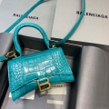 Balenciaga 592833 Hourglass XS Top Handle Bag Blue Gold