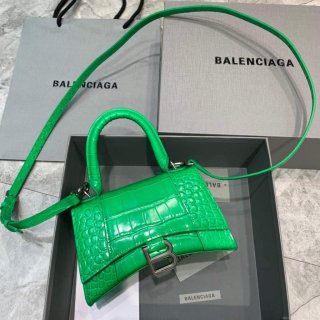 Balenciaga 592833 Hourglass XS Top Handle Bag Green