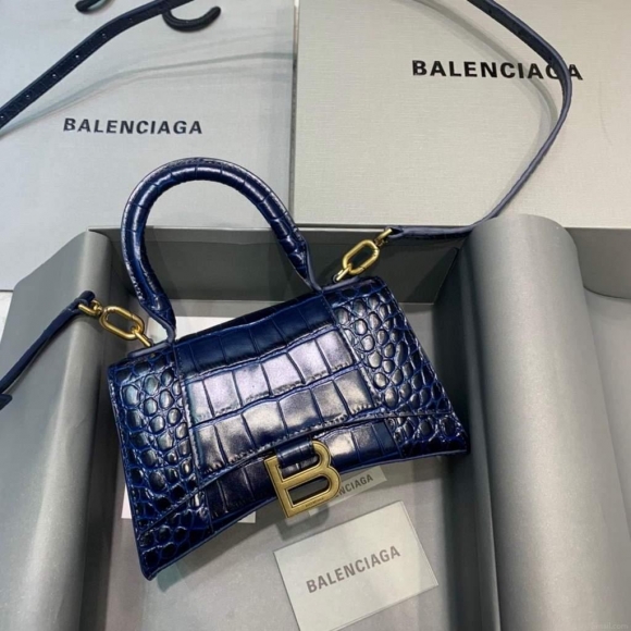 Balenciaga 592833 Hourglass XS Top Handle Bag Navy Blue