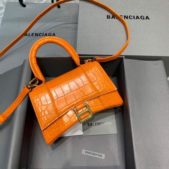 Balenciaga 592833 Hourglass XS Top Handle Bag Orange