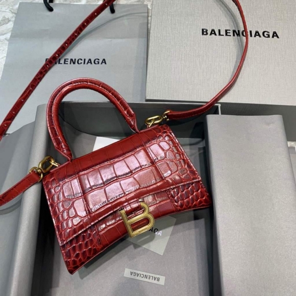 Balenciaga 592833 Hourglass XS Top Handle Bag Red