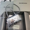 Balenciaga 592833 Hourglass XS Top Handle Bag Silver