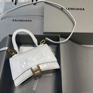 Balenciaga 592833 Hourglass XS Top Handle Bag White Gold