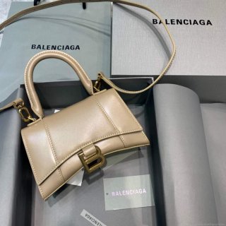 Balenciaga 592833 Hourglass XS Top Handle Leather Bag Apricot