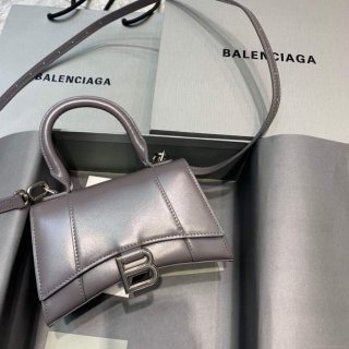 Balenciaga 592833 Hourglass XS Top Handle Leather Bag Gray