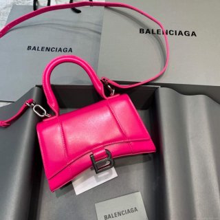 Balenciaga 592833 Hourglass XS Top Handle Leather Bag Plum