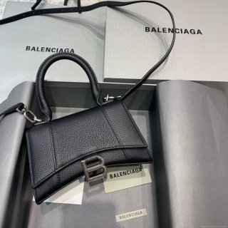 Balenciaga 592833 Hourglass XS Top Handle Leather HandBag Black