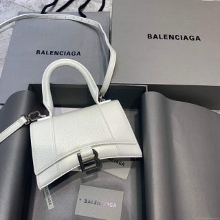 Balenciaga 592833 Hourglass XS Top Handle Leather HandBag White