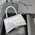 Balenciaga 593546 Hourglass Small Top Handle Calfskin Bag White