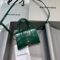 Balenciaga 664676 Hourglass Mini Top Handle Crocodile Bag Green