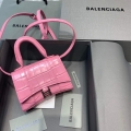 Balenciaga 664676 Hourglass Mini Top Handle Crocodile Bag Pink