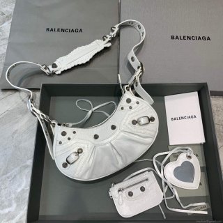 Balenciaga 700940210 Women’s Neo Cagole XS Handbag in White Arena lambskin