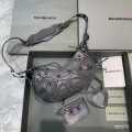 Balenciaga 700940210 Women’s Neo Cagole XS Handbag in Grey Arena lambskin