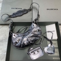 Balenciaga 700940210 Women’s Neo Cagole XS Handbag in silver Arena lambskin