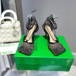 Bottega Veneta BV 667206 Rhinestone mesh and leather sandals V0GU11013