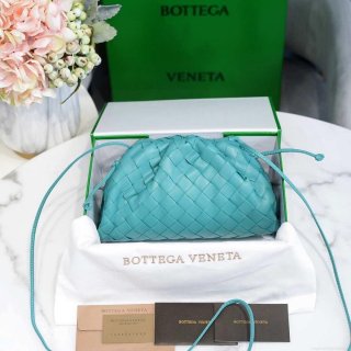 BV 585852 Bottega Veneta Mini Pouch intrecciato leather clutch with strap Blue