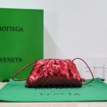 BV 585852 Bottega Veneta Mini Pouch Buckskin leather clutch with strap metallic Red