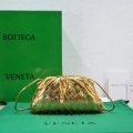 BV 585852 Bottega Veneta Mini Pouch Buckskin leather clutch with strap metallic Gold